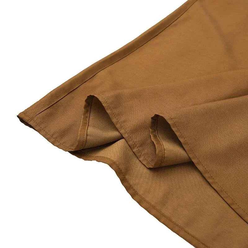 Silk Fold Retro Minimalist Mid Rise Elastic Drape Straight Leg Trousers