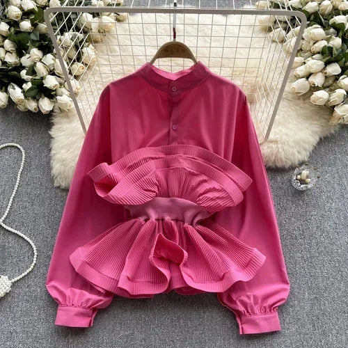 French Chic Long Puff Sleeve Shirts Formal Blouse