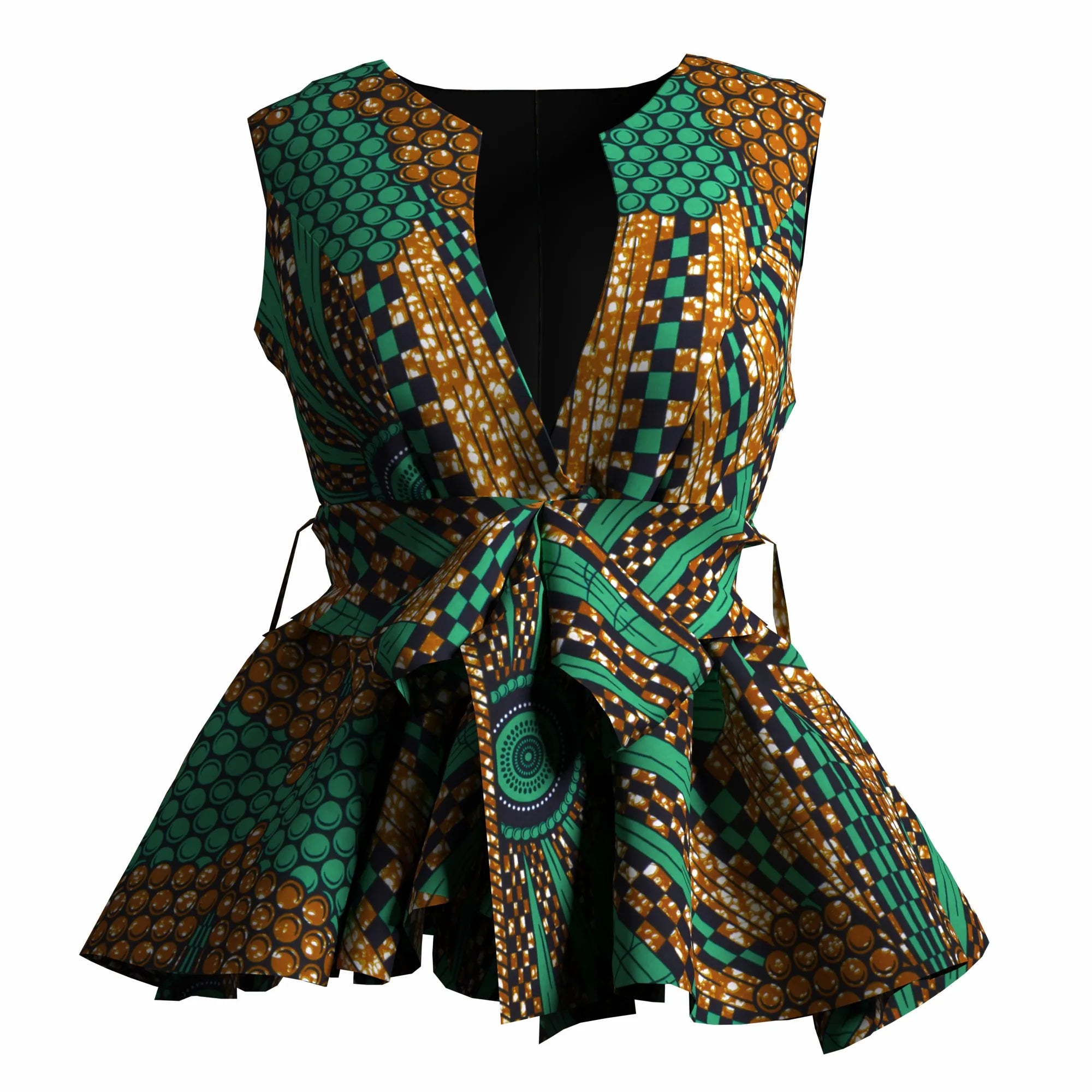 African Print Dashiki Ankara Wax Printing Jacket with Belt