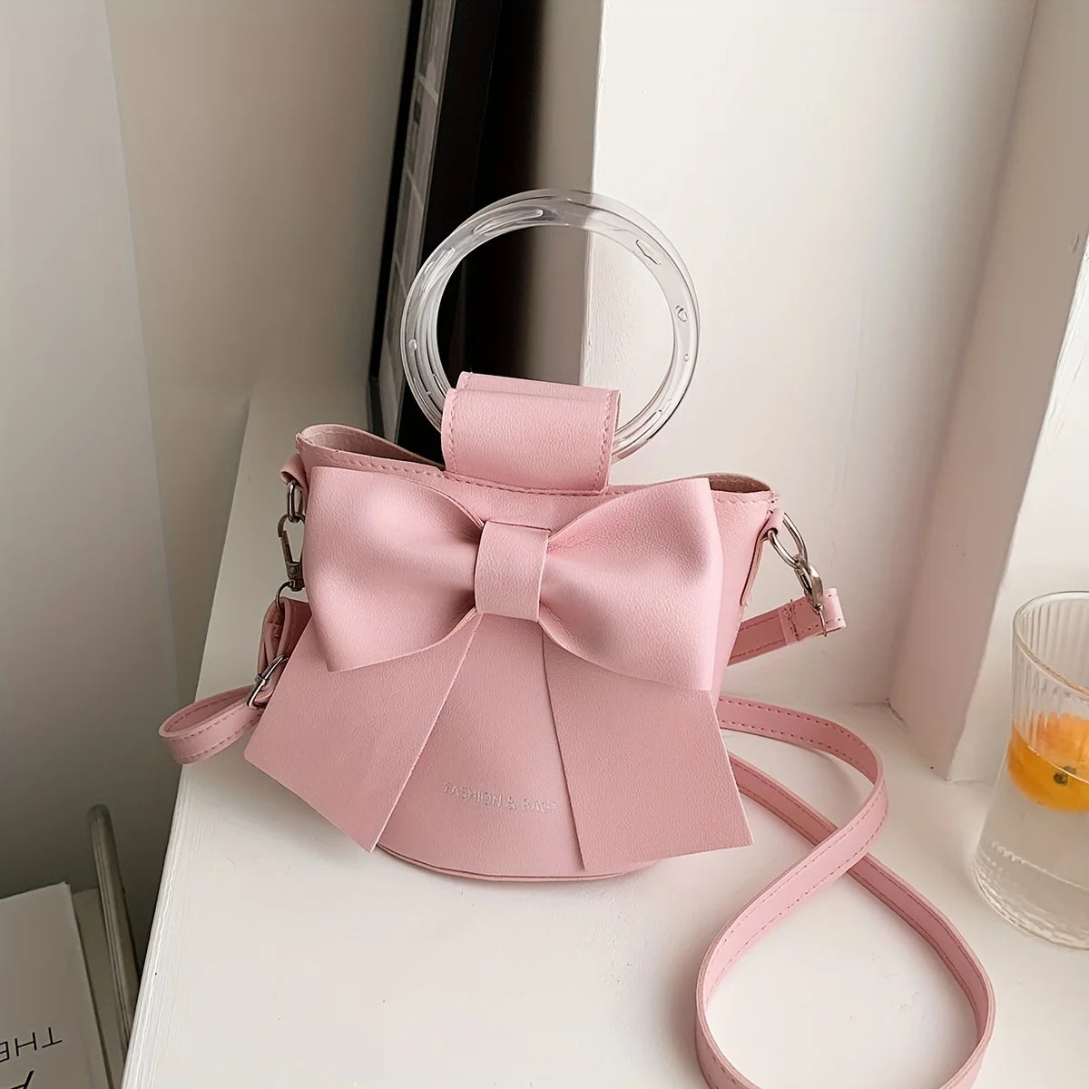 Stylish Bucket Bag with Detachable Strap With Elegant Bow Accent