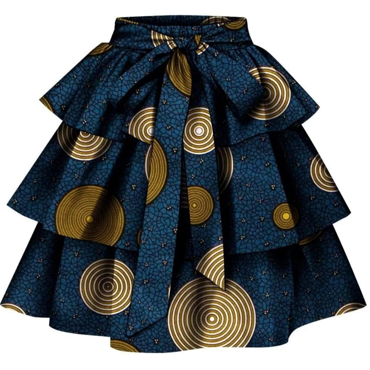 African Ankara Print Wax Patchwork Multi-layer Skirt
