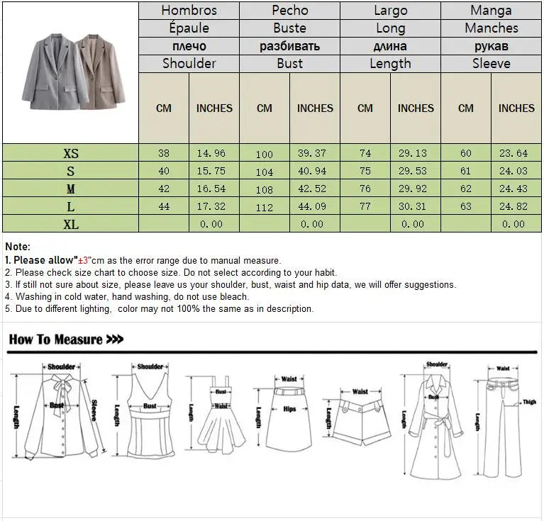 Autumn Long Sleeve Single Buckle Casual Blazers Suit Coat