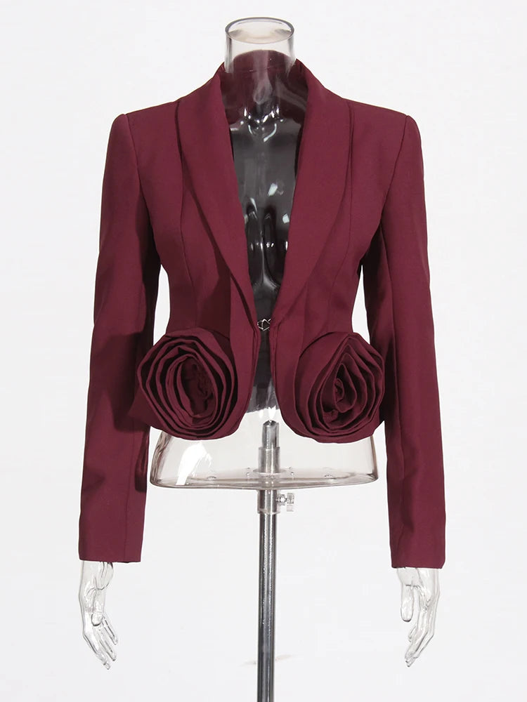 Two Piece Set Lapel Long Sleeve Spliced Appliques Coats High Waist A Line Skirt Set