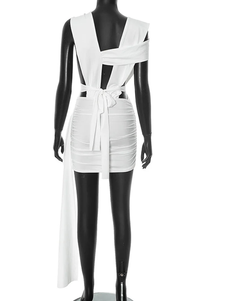 Cut Out O-Rings Metal Hollow Out Long Straps Slim Dress