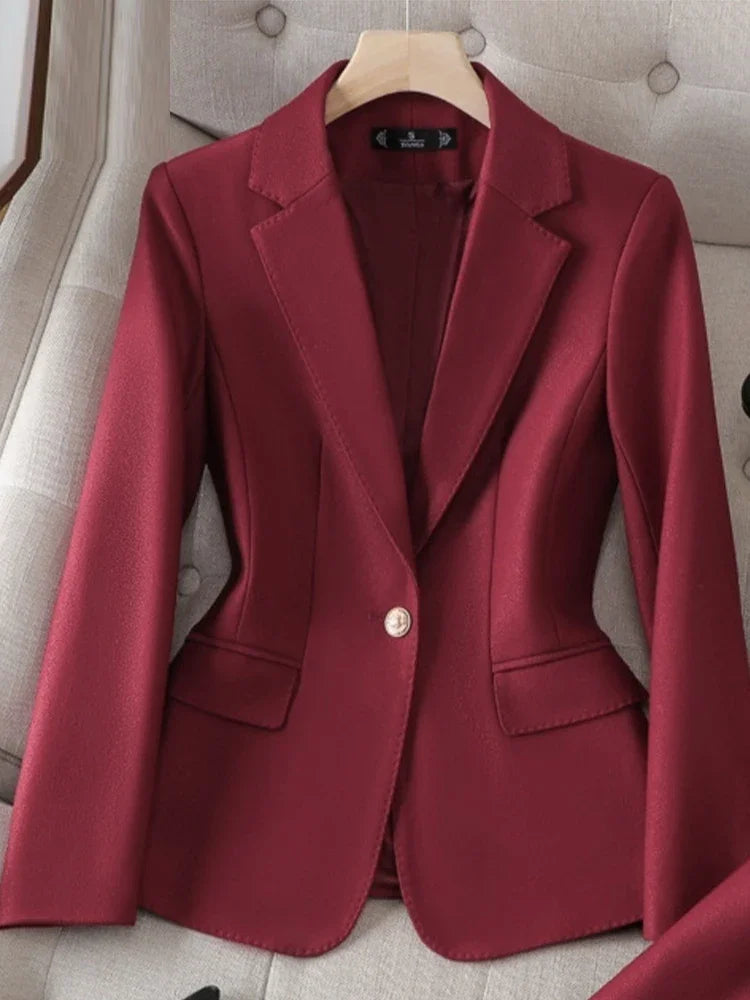 Two Piece Sets Turn Down Collar Single Button Blazer Office Ladies Casual Solid Pant Suits