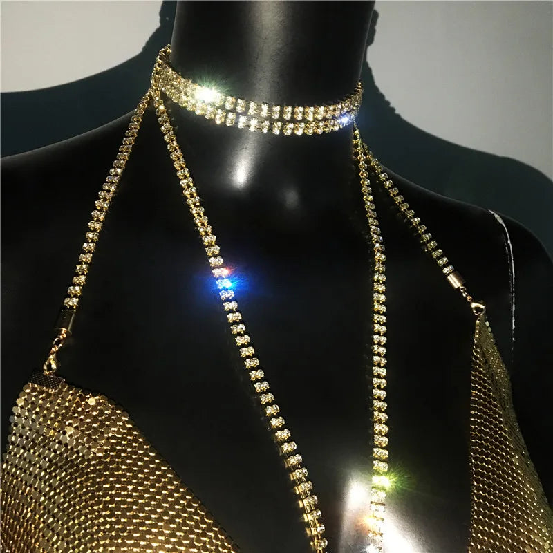Backless Spaghetti Strap Metal Sequins Low Cut Dress