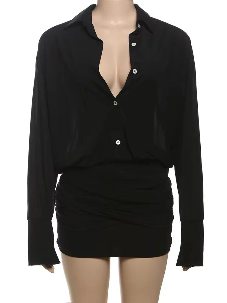 See Through Patchwork Single-Breasted Cross Bandage Tassel Bodycon Dress