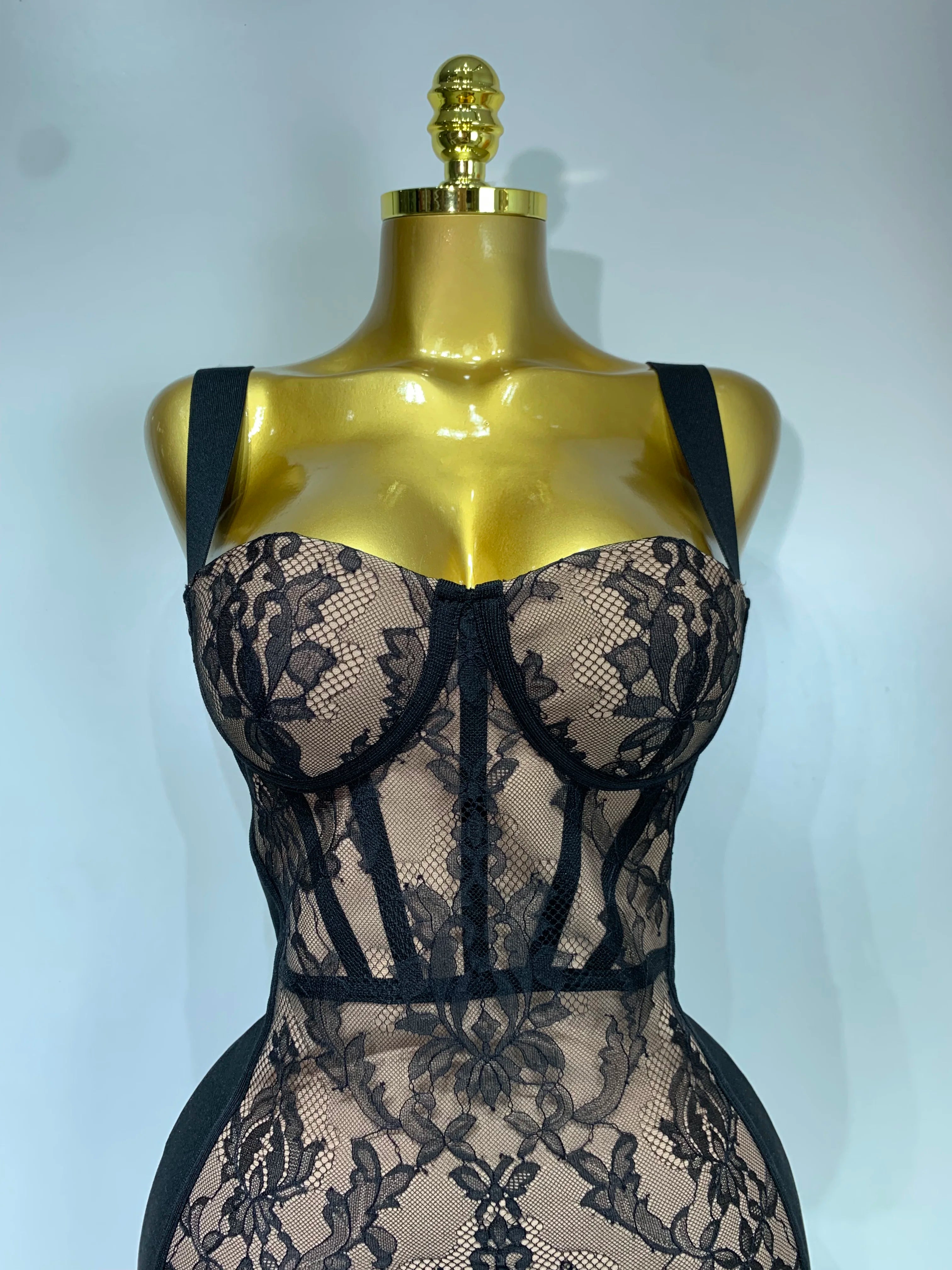 Luxury Vintage Elegant Bodycon Lace Bandage Dress