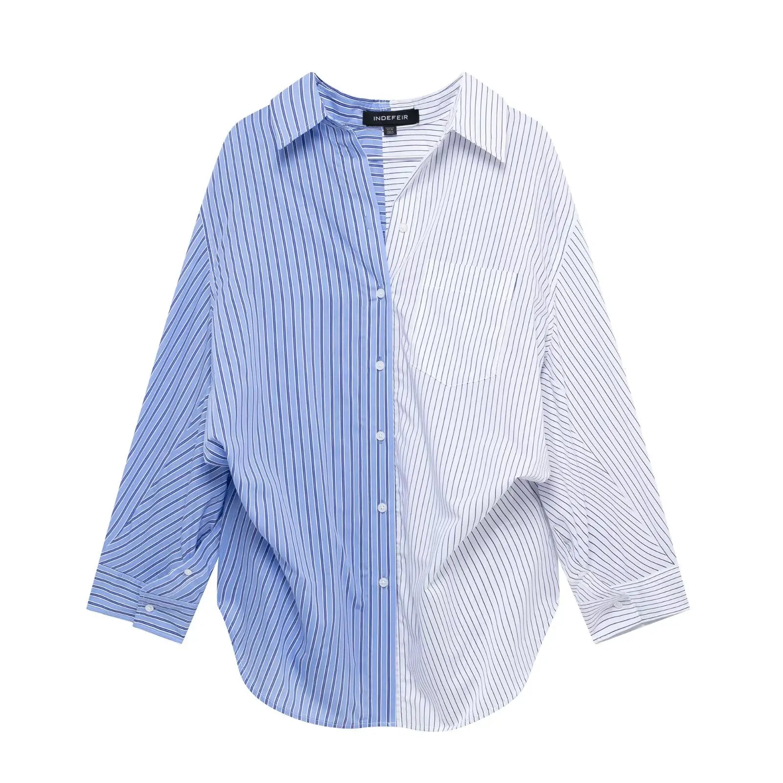 Striped Bat-Sleeve Shirts Casual Shirts