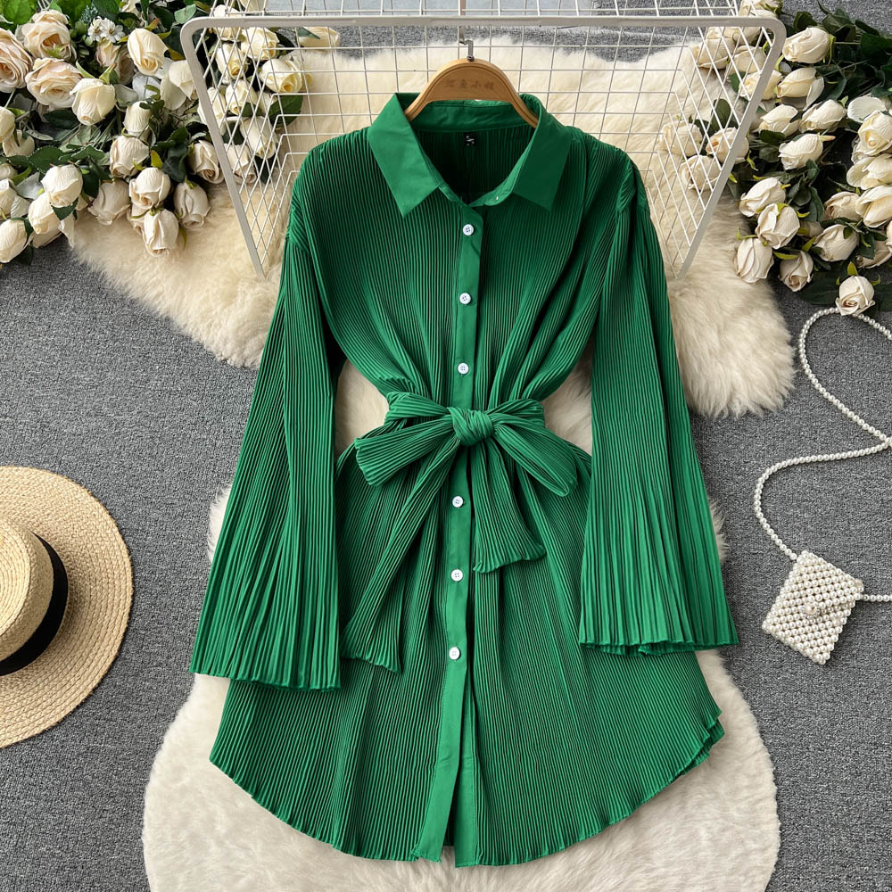 Pleated Shirt Dress