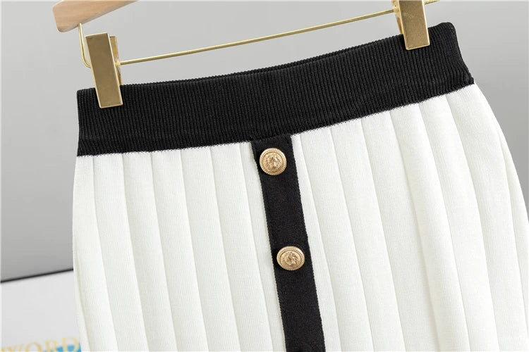 Color Block Print T-shirt High Waist Wrap Hip Two-piece Set