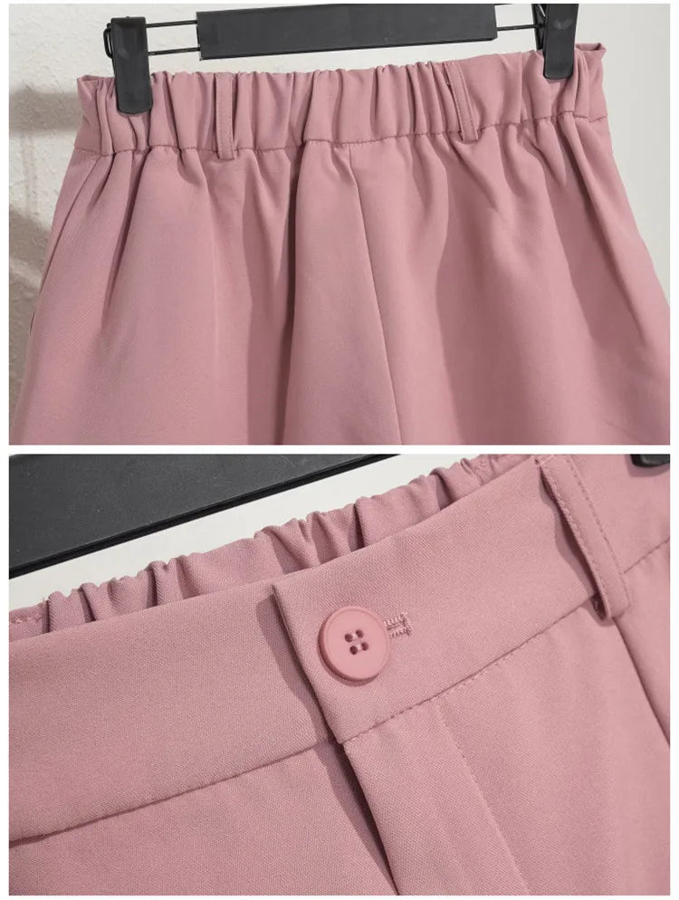 Solid Casual Elegant Office Lady Short Elastic Waist Basic All-match Loose Shorts