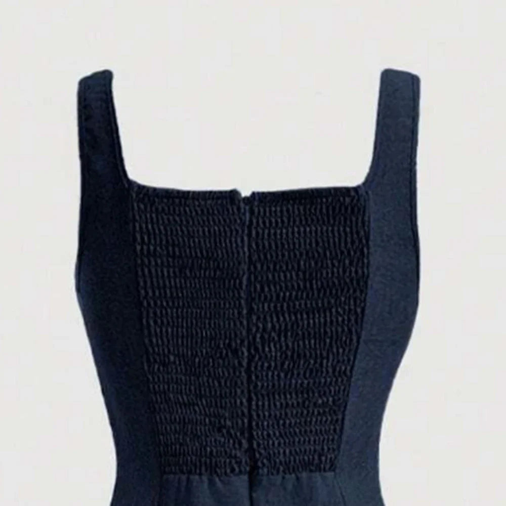 Elegant French Sleeveless Square Neck A-Line Party Dress