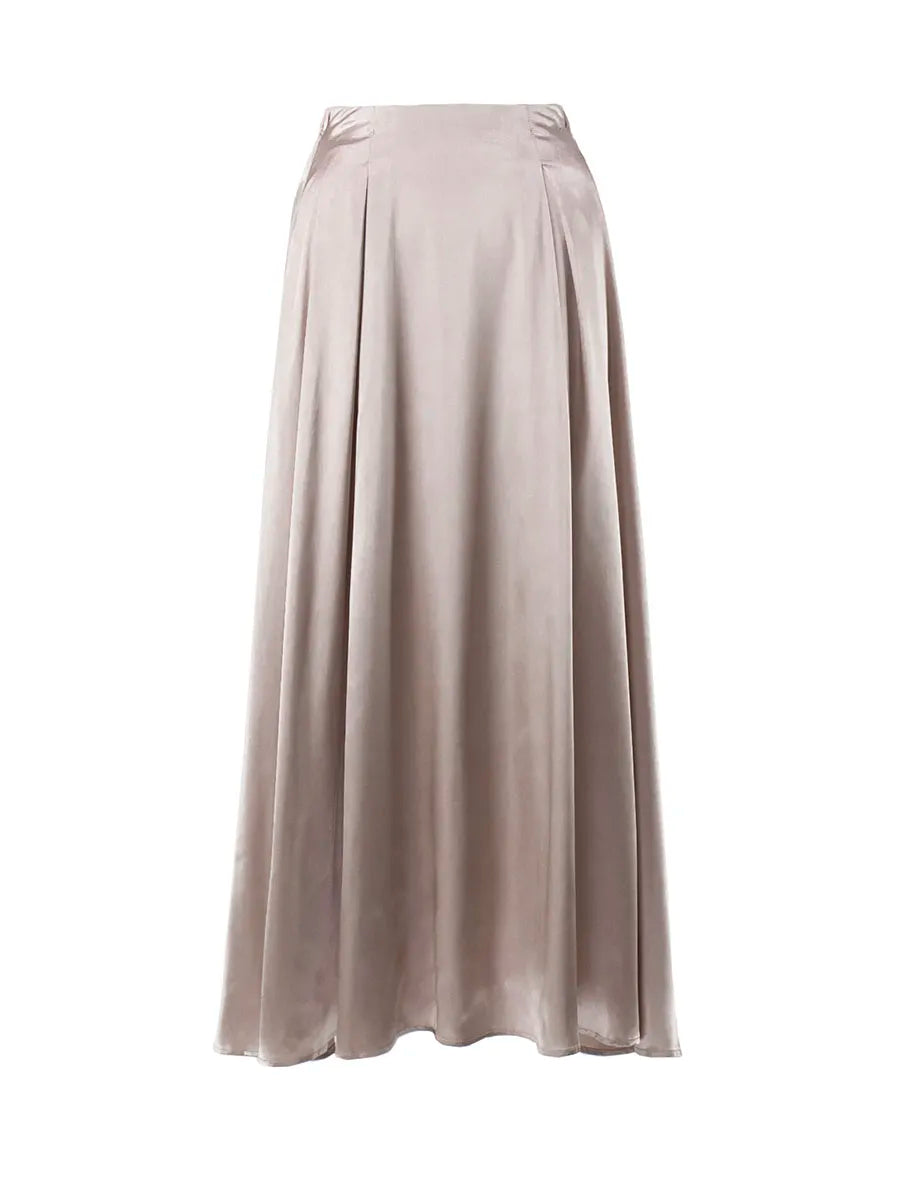 Elegant Satin Loose High Waist Maxi Long Skirts