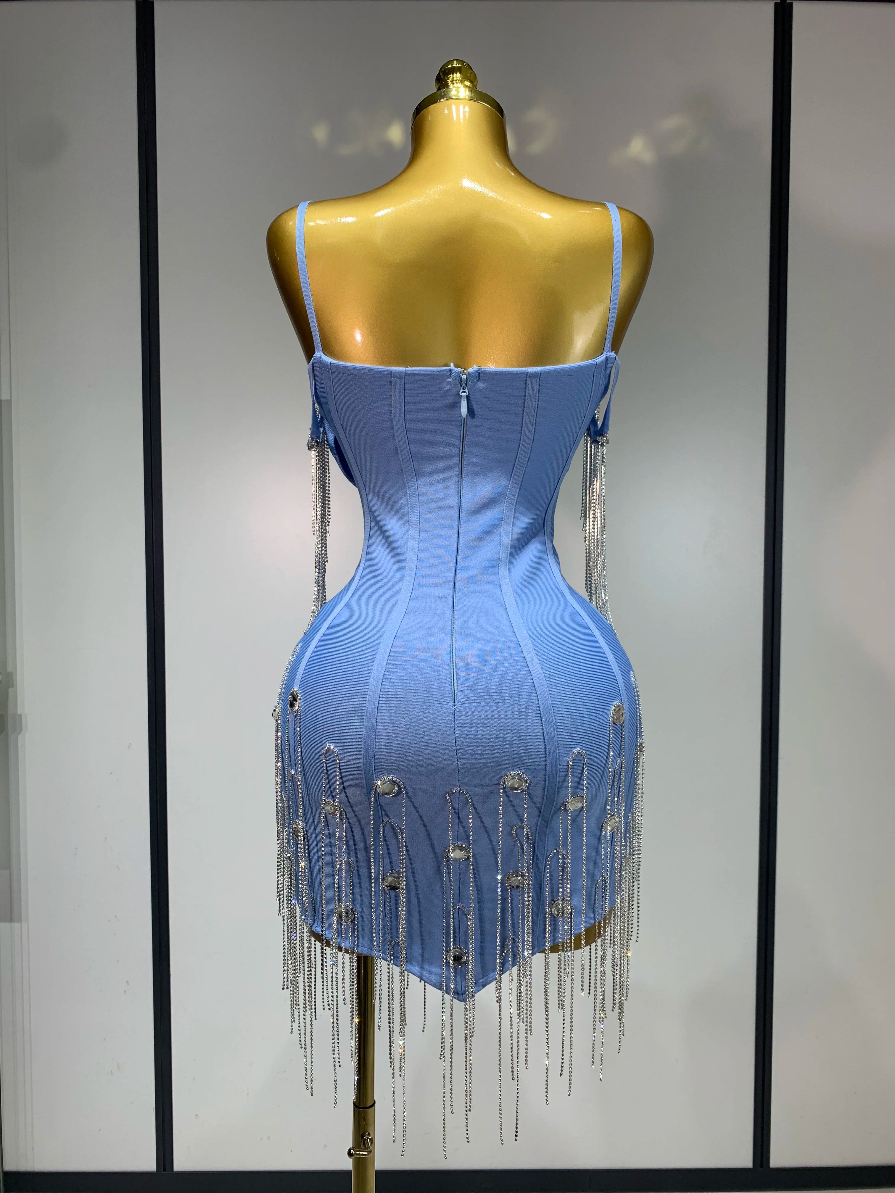 Backless Spaghetti Strap Bodycon Sleeveless Bandage Dress