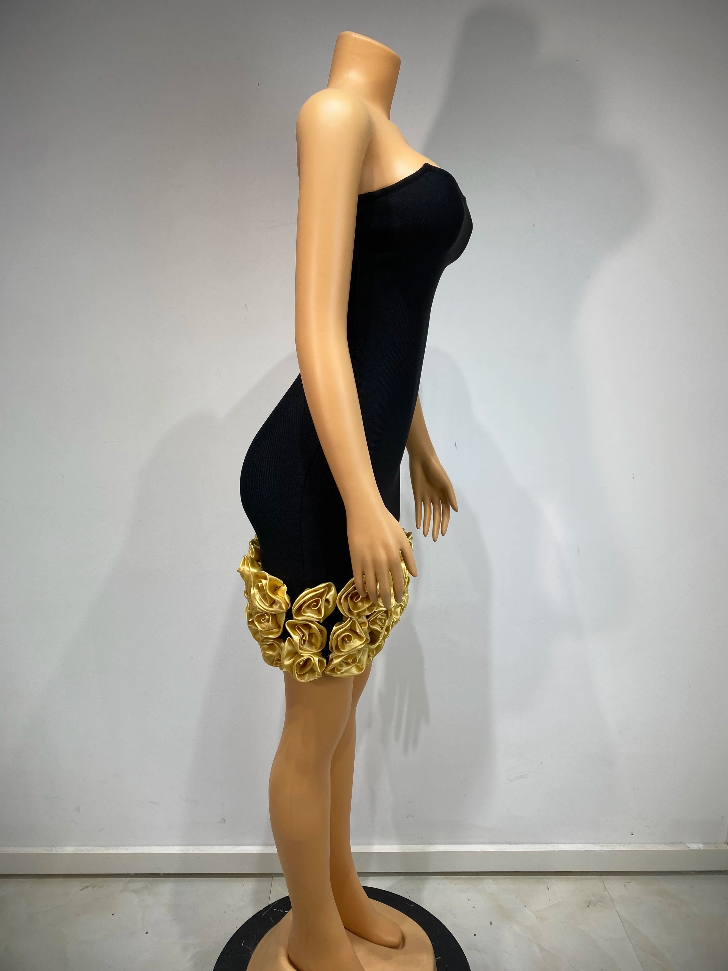 Sleeveless Flower Black Bandage Bodycon Elegant Dress