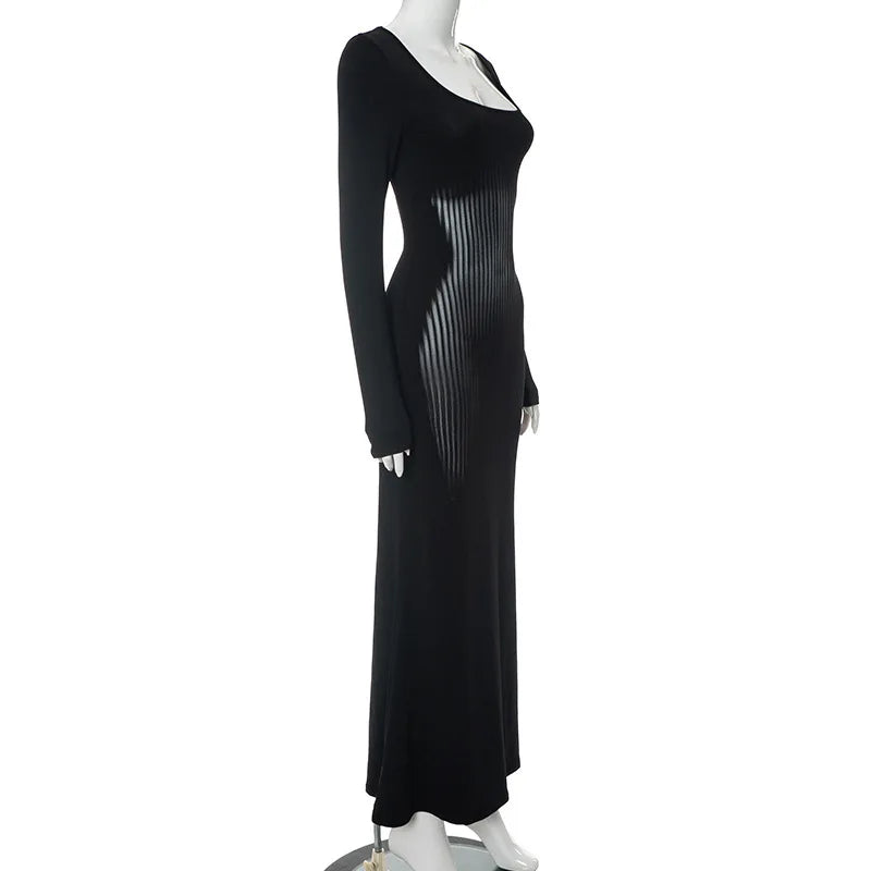 Y2K Bodycon Black Long Dress