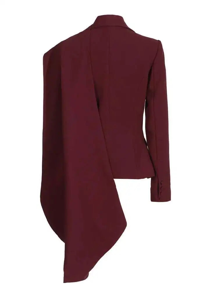 Shawl Design Notched Single Breasted Gathered Waist Coat