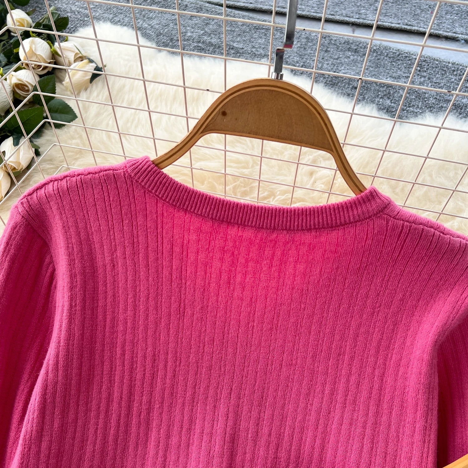 Elegant Long Sleeve Single Breasted Tops+Sleeveless Strap Bodycon Dress Knit Solid Sweater Sets