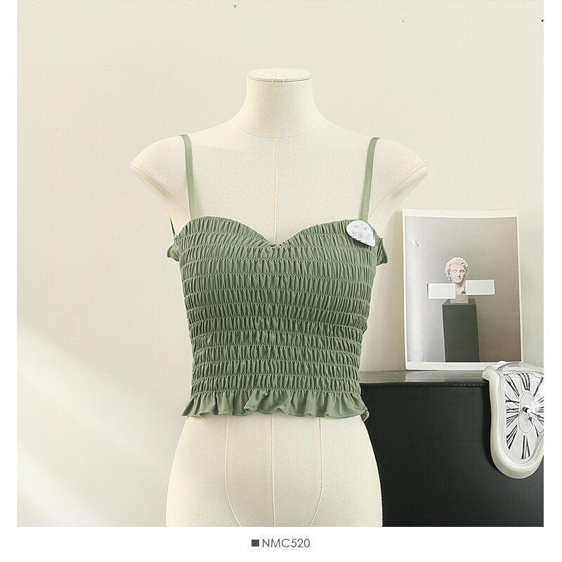 Spaghetti Strap Chic Pleated Tank Top