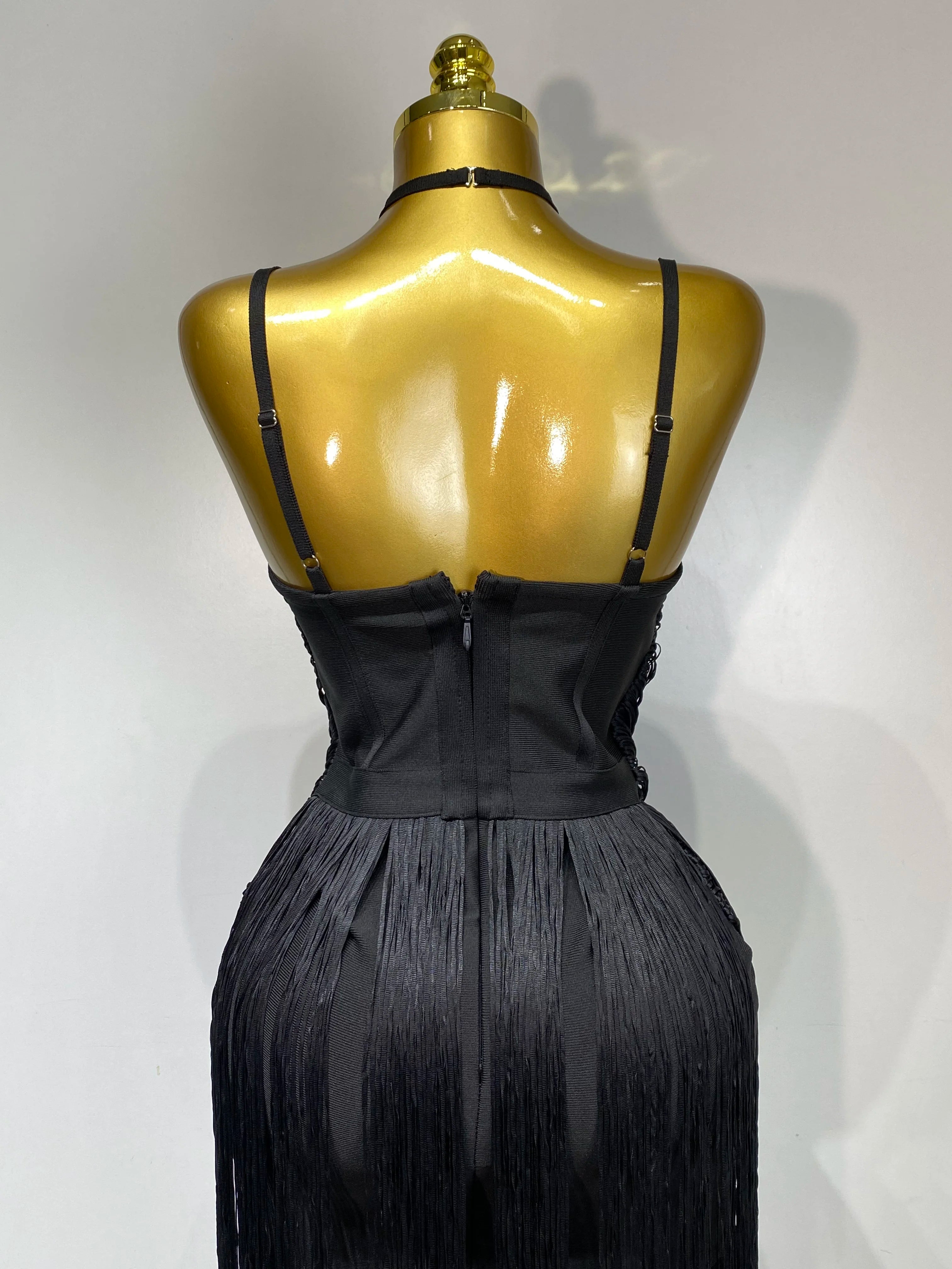 Backless Tassel Bodycon Bandage Dress