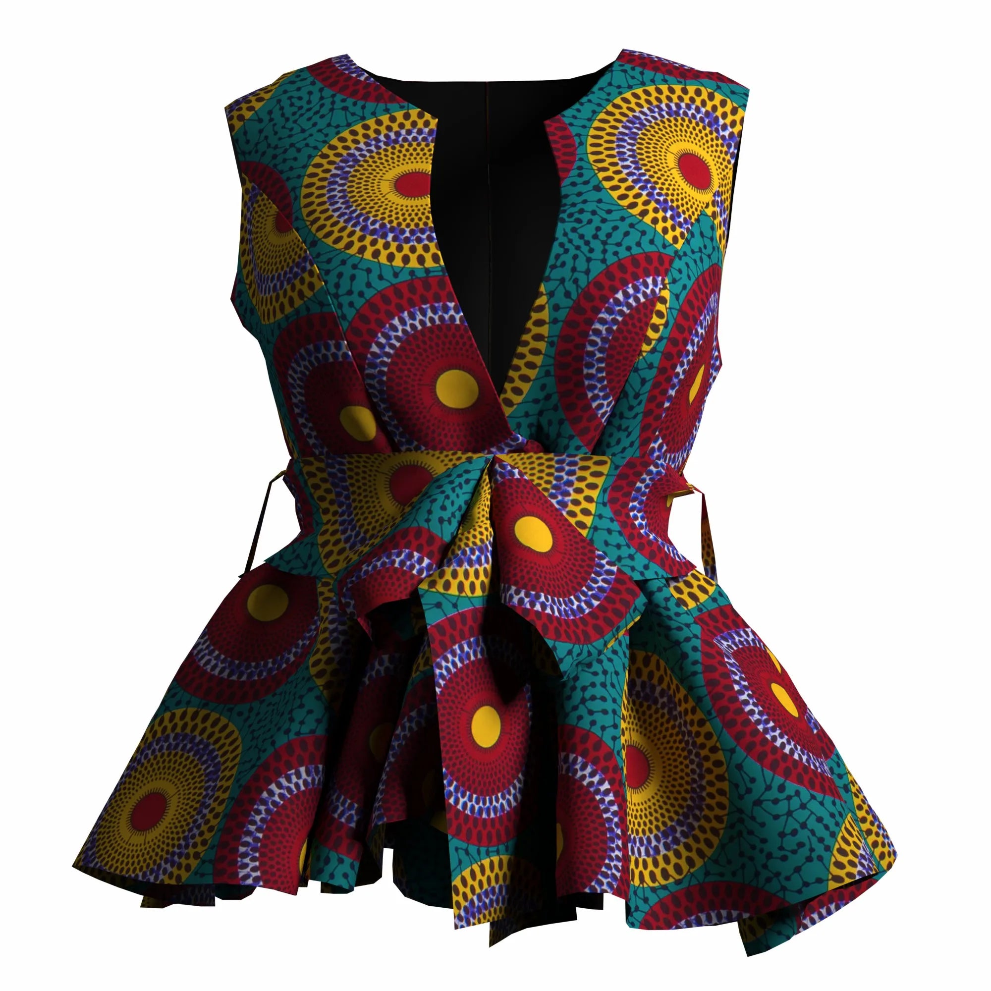 African Print Dashiki Ankara Wax Printing Jacket with Belt