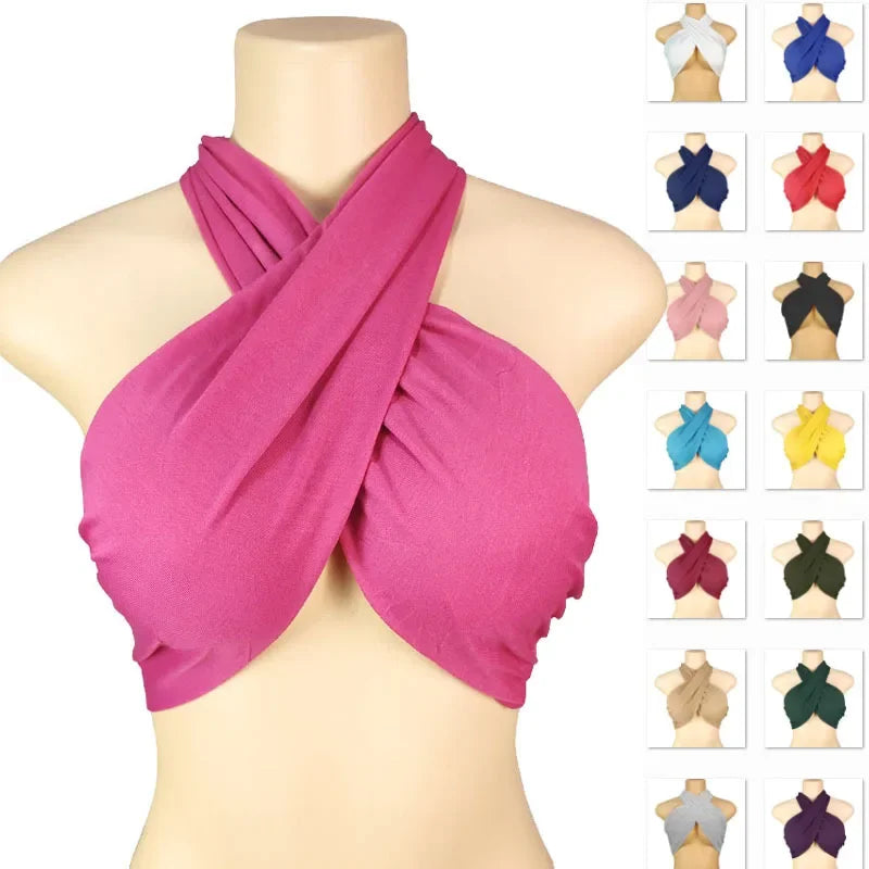 Backless Sleeveless Cross Bandage Halter Crop Tops
