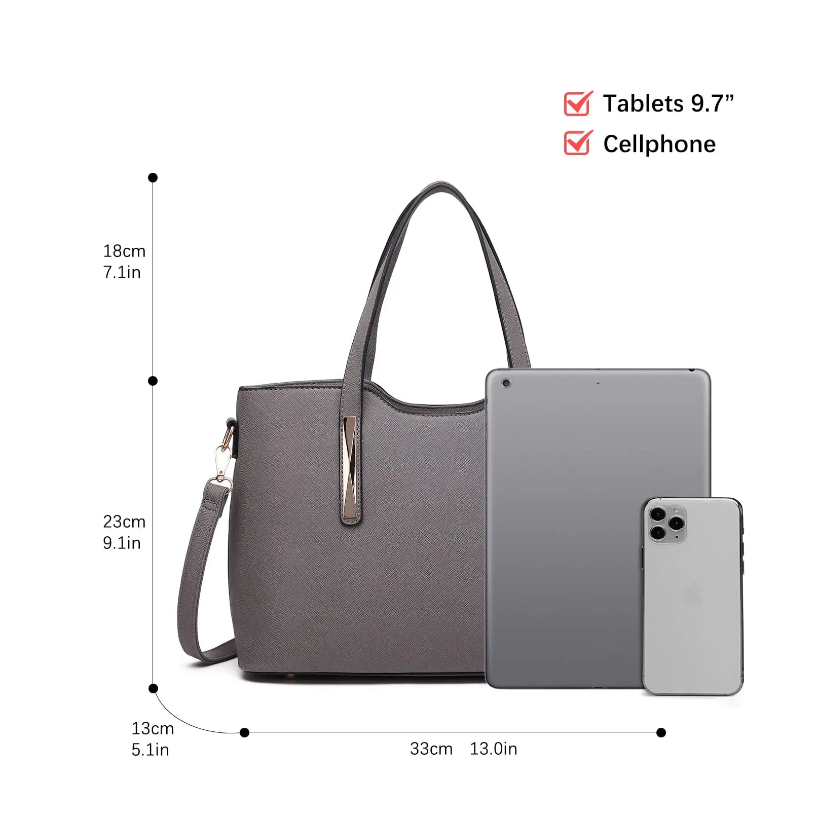 2-Piece Leather Tote Set - Top Handle & Shoulder Handbag