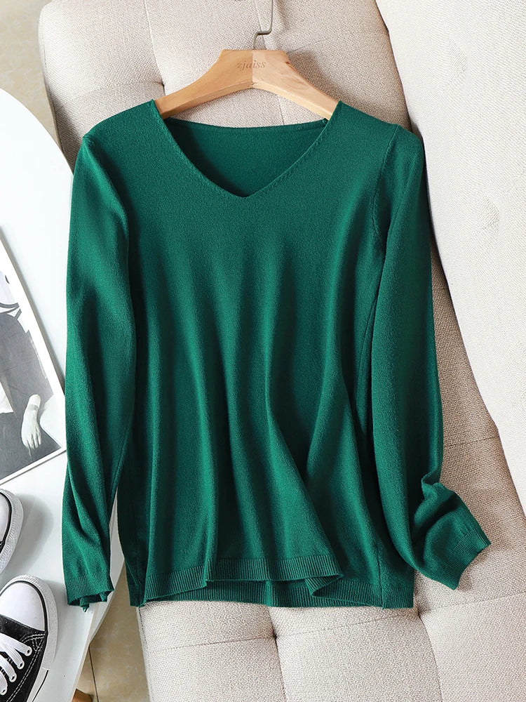 Pullover Knitted v-neck oversize long sleeve sweater top Jumper