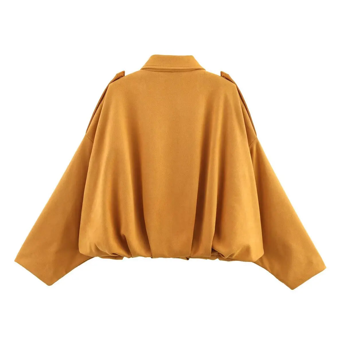 Lapel Suede Long Sleeve Zipper Loose Short Women Coat