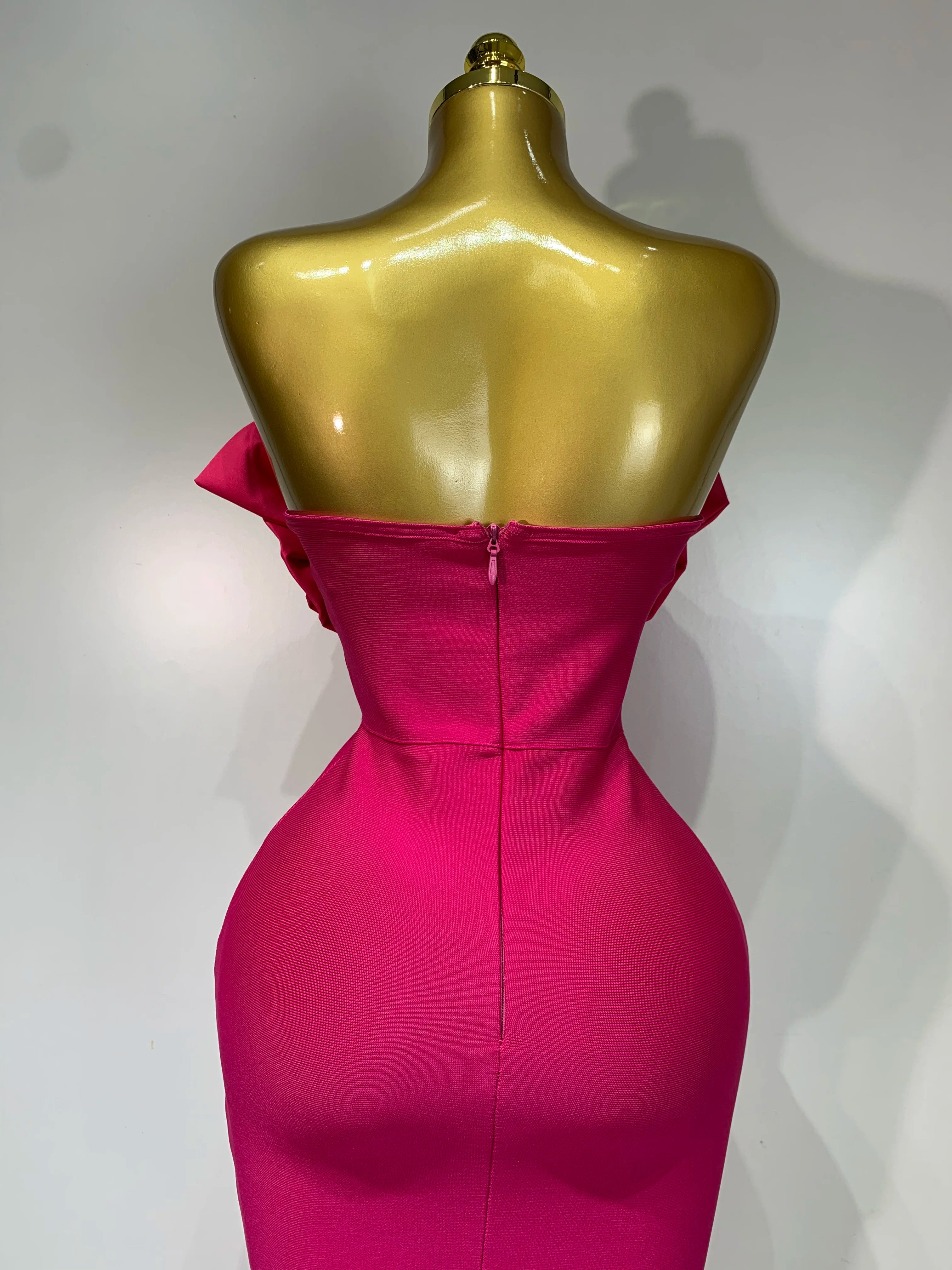 Strapless Appliques Sparkly Diamond Bodycon Bandage Dress