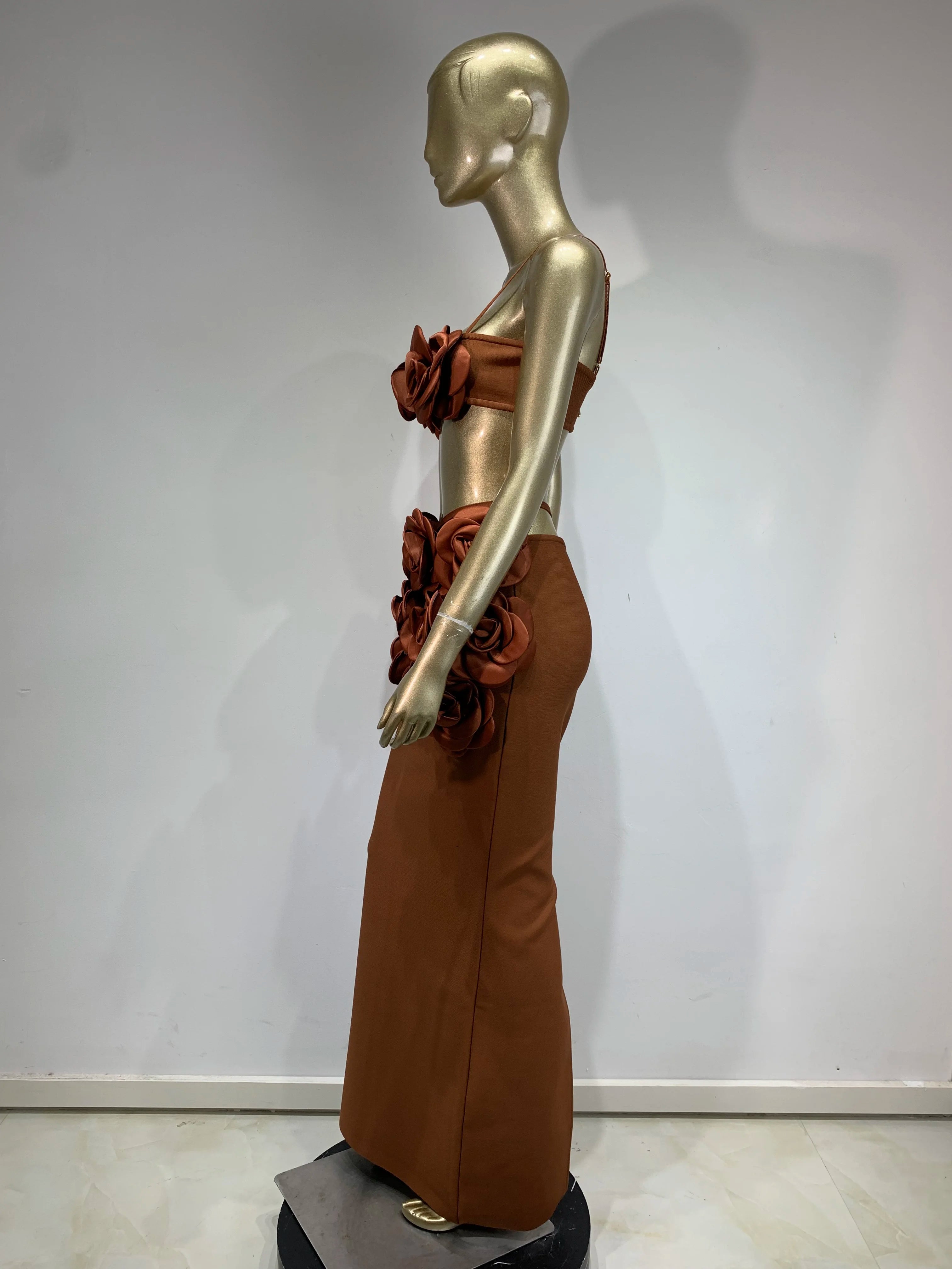 Backless Halter Maxi Long Bandage Skirt Set