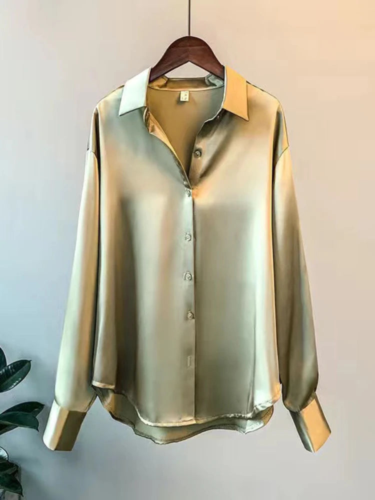 Casual Office Lady Silk Blouses