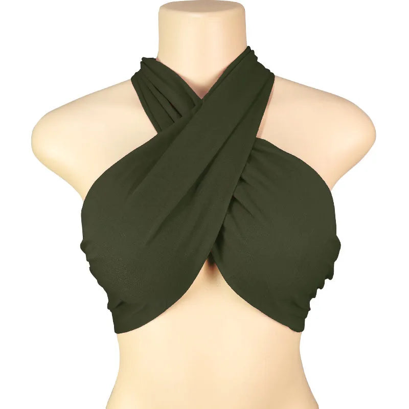 Backless Sleeveless Cross Bandage Halter Crop Tops