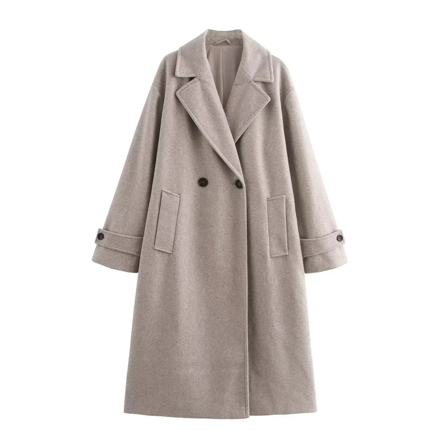 Loose Double-breasted Lapel Long Coat