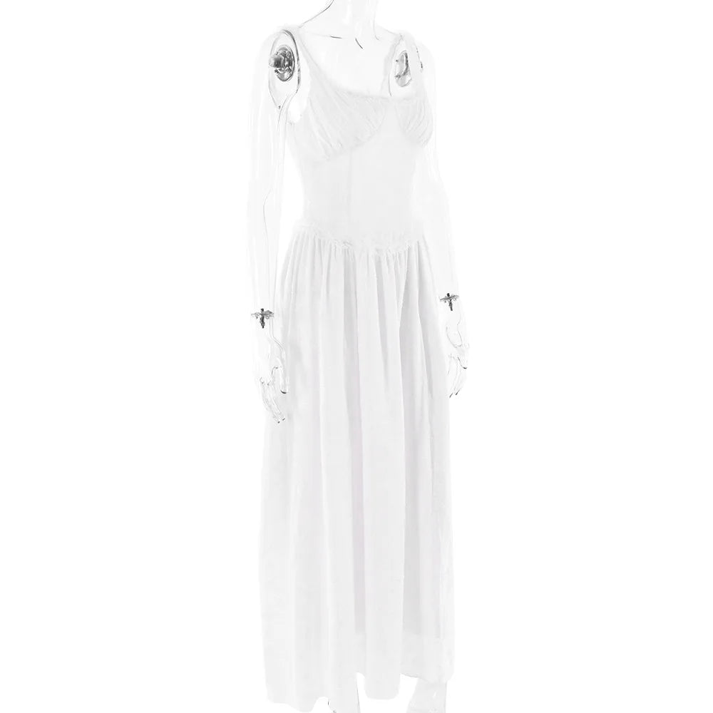 High Slit Square Collar Maxi Dress