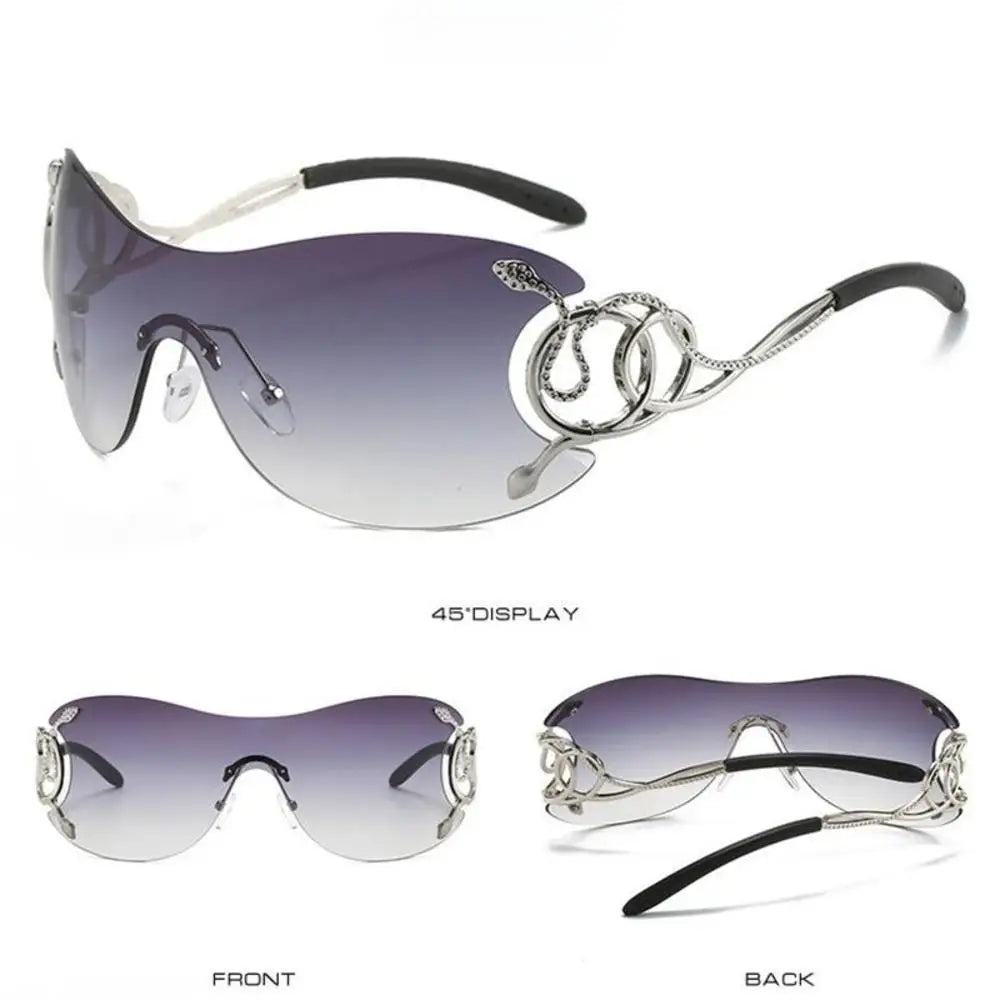 Y2k Rimless Stylish Gradient Trendy Metal Frame Sunglasses