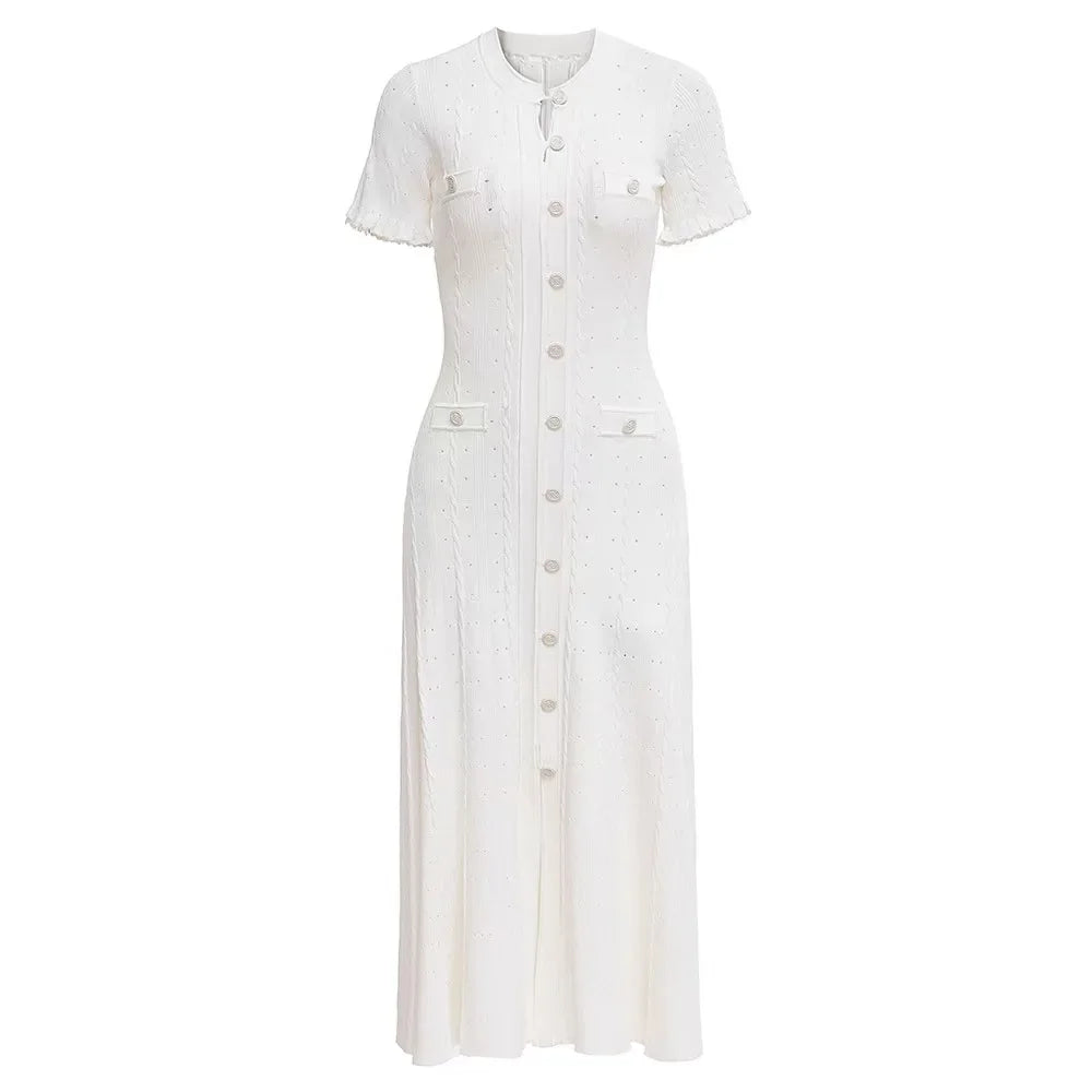 Short-Sleeved Hollow Out Knitted Dress
