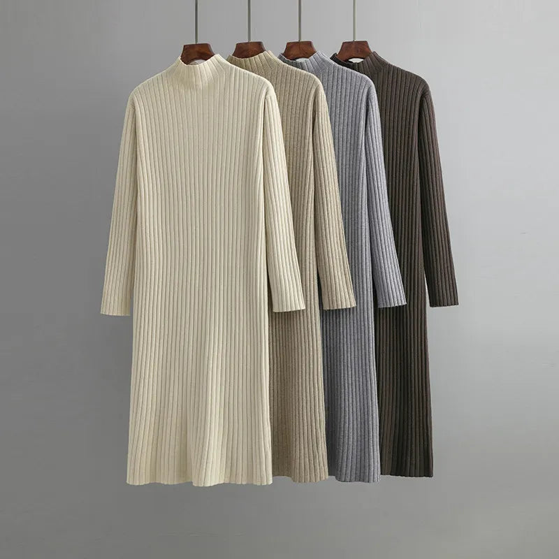 Winter Warm Long Knit Turtleneck Sweater Dresses