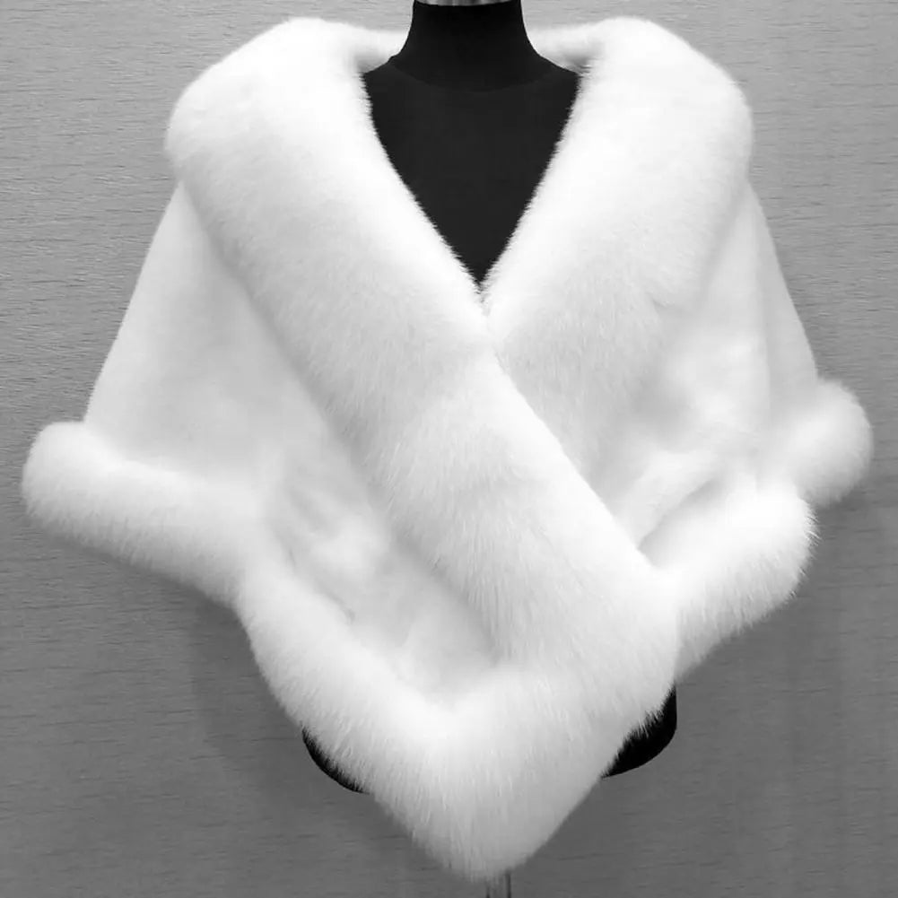 Faux Mink Fox Fur Thickened Warm Fluffy Cape Coat