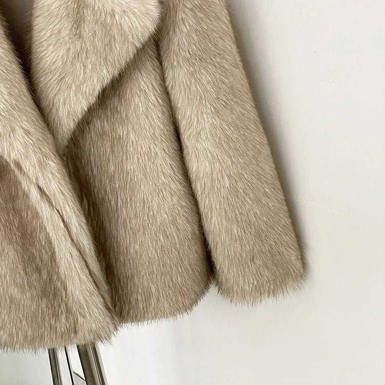 Faux Fur Long Sleeve Thick Warm Overcoat Fluffy Coat