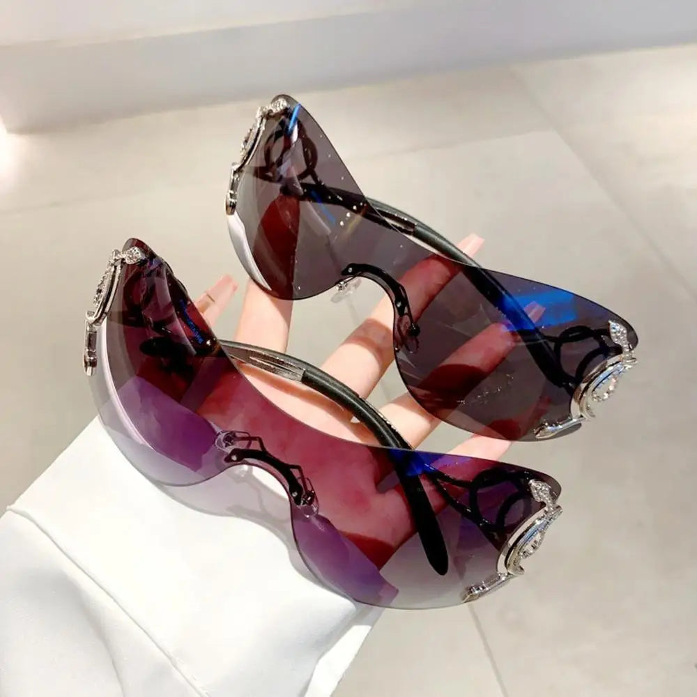 Y2k Rimless Stylish Gradient Trendy Metal Frame Sunglasses