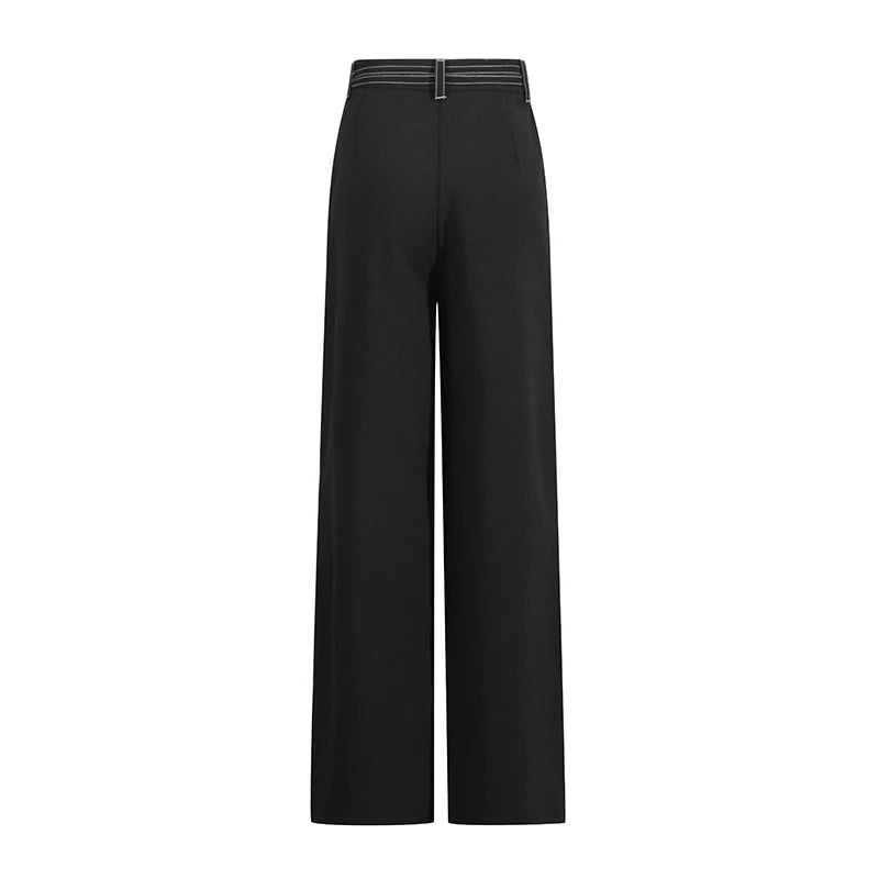 Two Piece Set Notched Collar Long Sleeve Top High Waist Straight Pant Temperament Sets