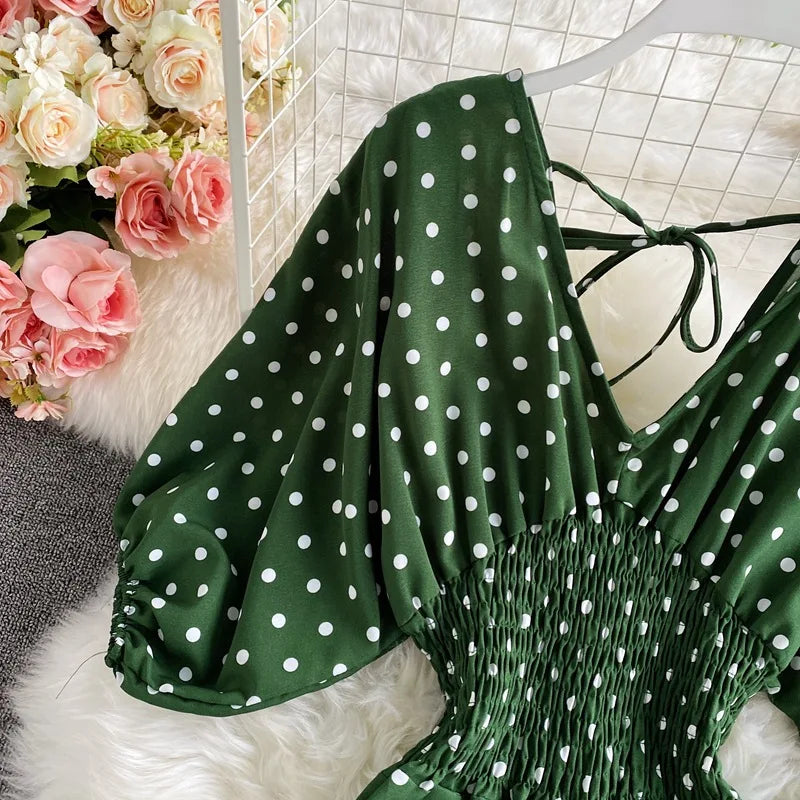 V Neck Dolman Sleeves Floral Print Wide Leg Jumpsuit