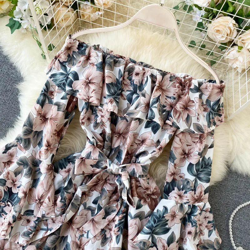 off shoulder bodysuit flared sleeves jumpsuit