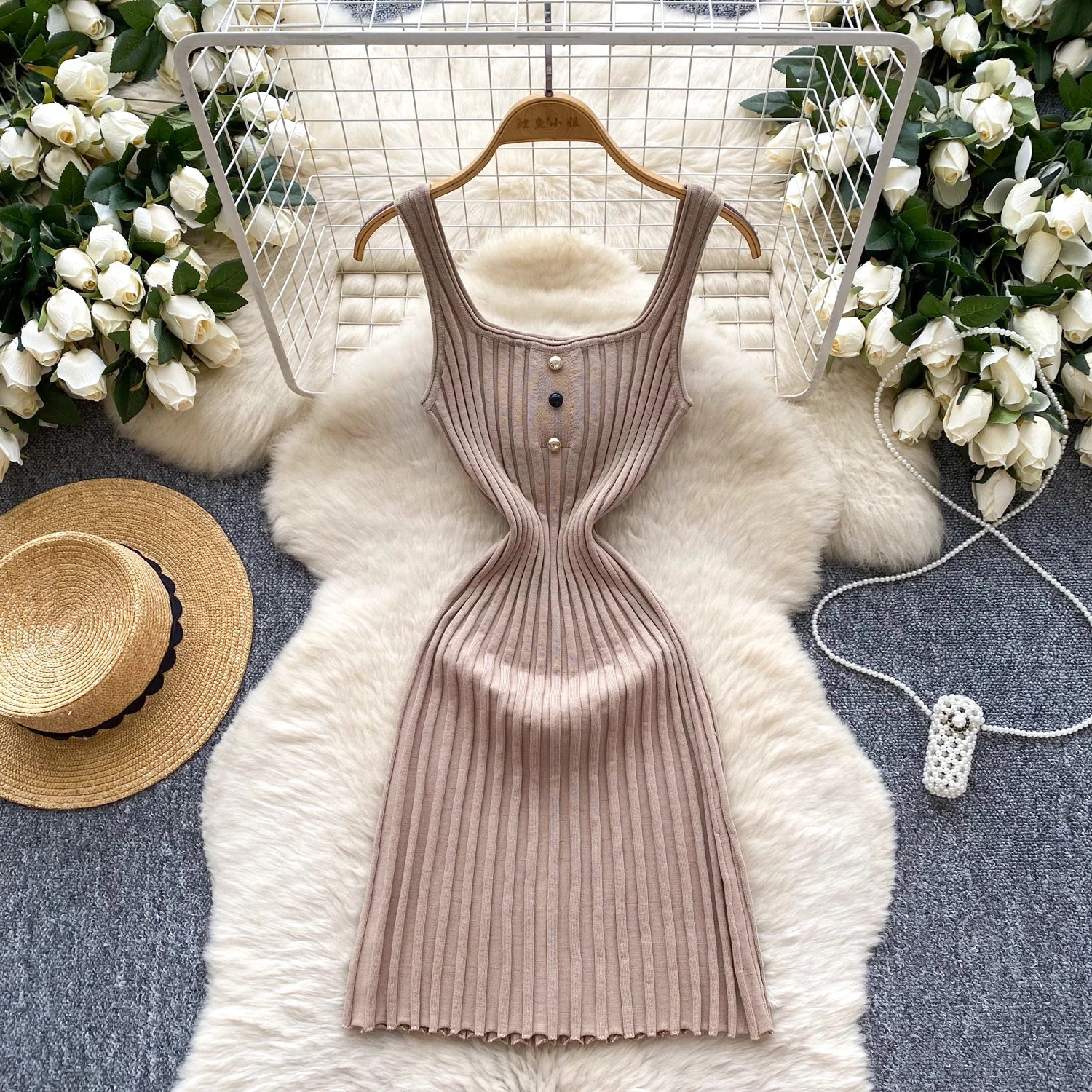 Vintage Sleeveless Elastic French Style Dress
