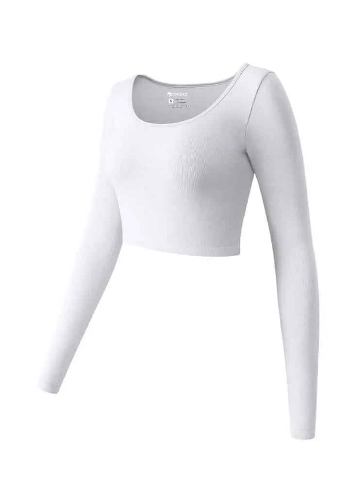 Long Sleeved Round Neck Seamless Tops T-shirt