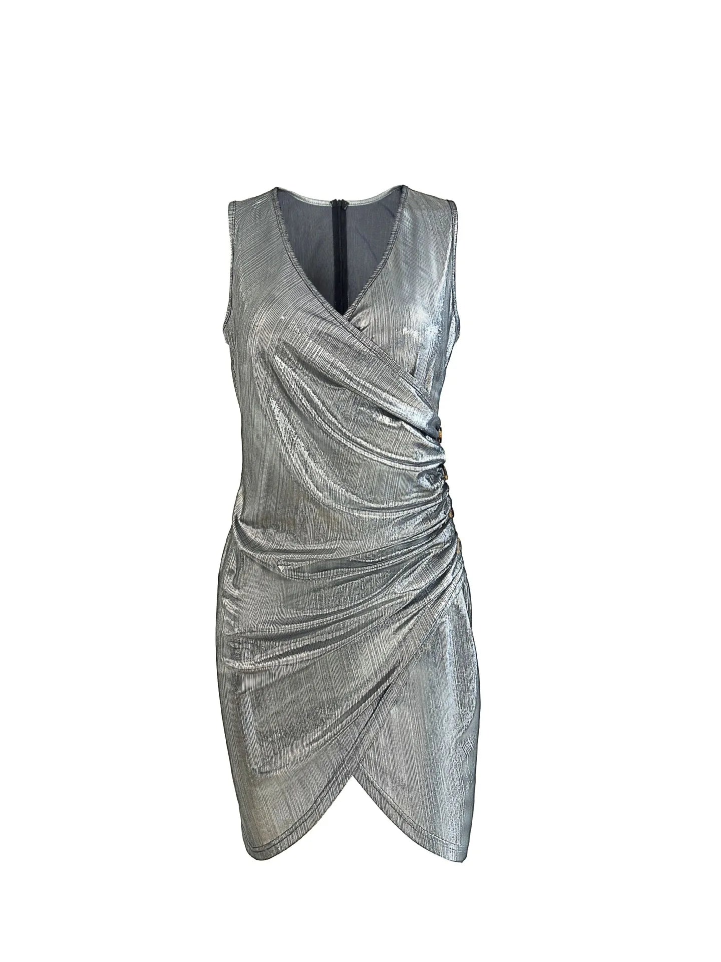Metal Pleated Tight Dress