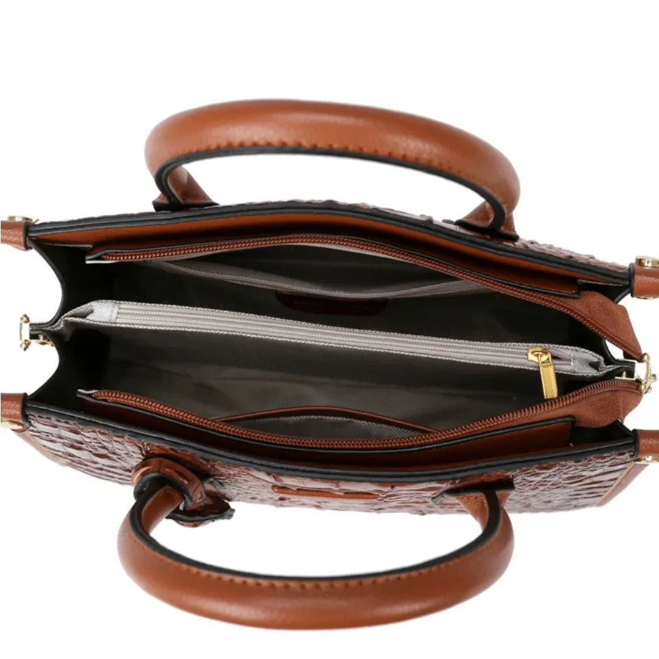 Large Top-Handle Vintage Crocodile Shoulder Bag