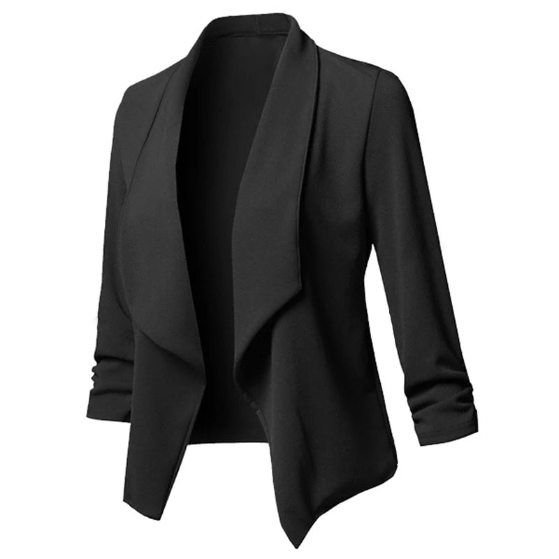 Thin Blazers Cardigan  Blazers  Jackets Ruched Asymmetrical Casual Business Suit